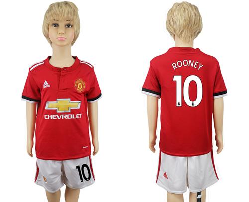 Manchester United #10 Rooney Home Kid Soccer Club Jersey - Click Image to Close